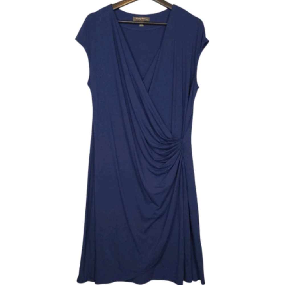 Tommy Bahama Womens Tambour Side Gathered Ruched Faux Wrap Dress